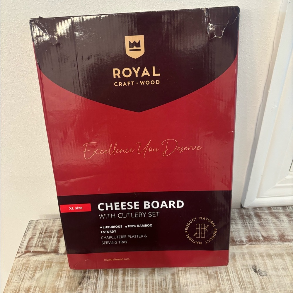 Royal Craft Wood Cheese Board with Cutlery Set